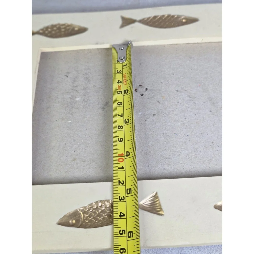 Off-white Resin photo frame embossed gold-tone metallic fish accents Coastal 4x6